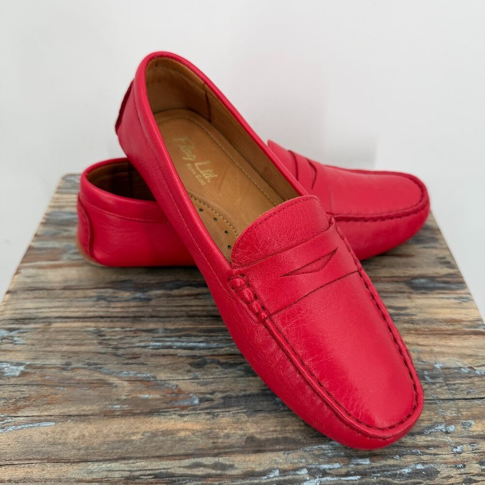 Flag Ltd. Red Leather Loafers Women’s 6.5M Slip On Napa Glove Flats
